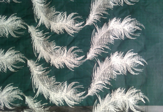 হোয়াইট পালক organza প্যাটার্ন পোশাক জন্য তুলা জরি তারেক দোরোখা