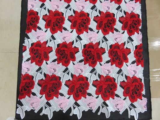 ভারি তিনটি রঙ দোরোখা Crochet জরি ফ্যাব্রিক / Dressmaking আমদানি