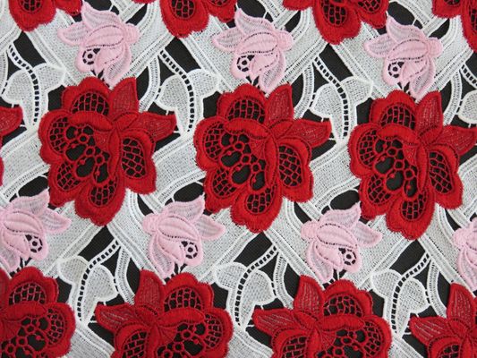 ভারি তিনটি রঙ দোরোখা Crochet জরি ফ্যাব্রিক / Dressmaking আমদানি